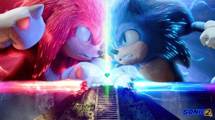 Sonic and Knuckles Faceoff in Sonic the Hedgehog 2
