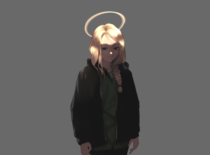 Girl with Halo and Hoodie
