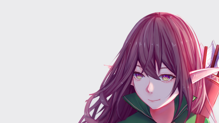 Elf girl with purple hair and quiver