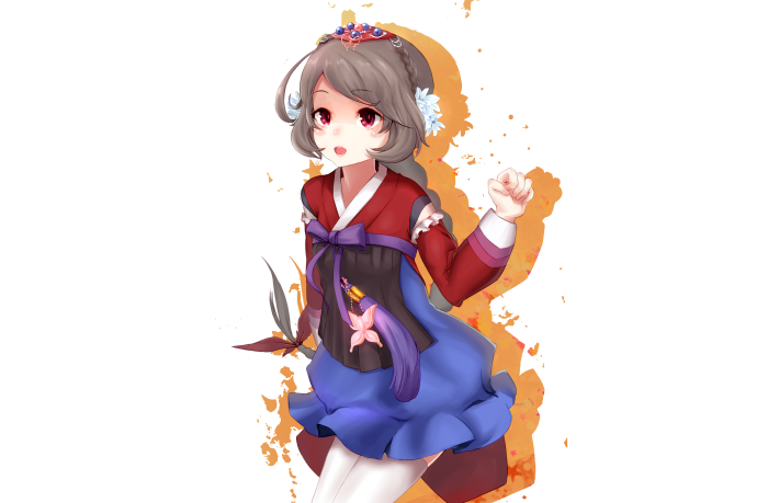 Anime girl in traditional Korean hanbok dress