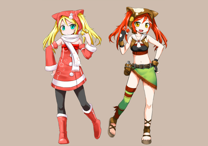 Two anime girls in costumes