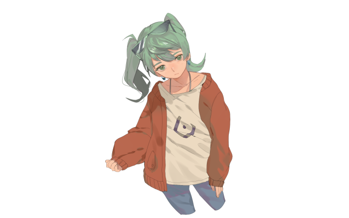 Girl with green hair and sunglasses