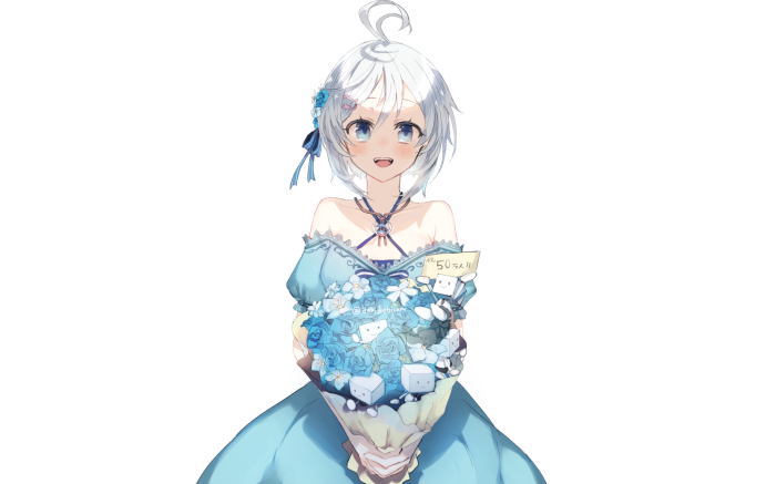 Dennou Shojo Siro holding a bouquet