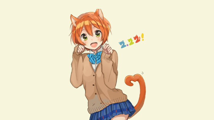 Rin Hoshizora from Love Live! with cat ears and tail