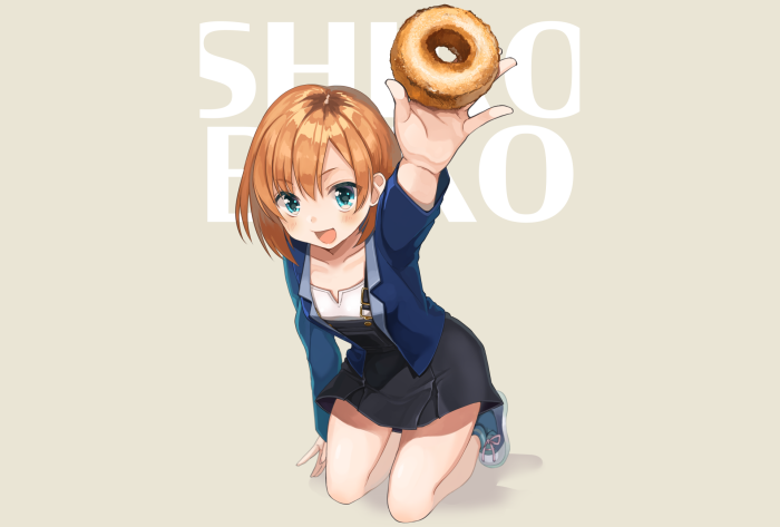 Aoi Miyamori from Shirobako holding a donut