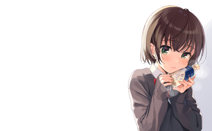 Anime girl holding a bottle