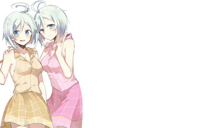 Two anime girls with white hair