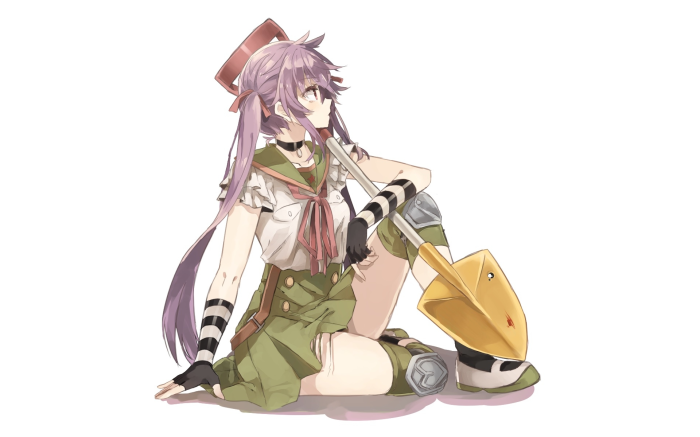 Yuki Takeya from School-Live! with a shovel