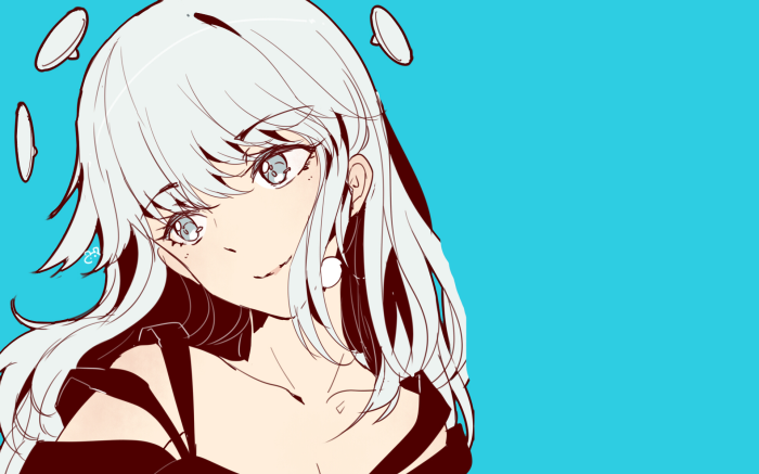Girl with white hair and blue eyes