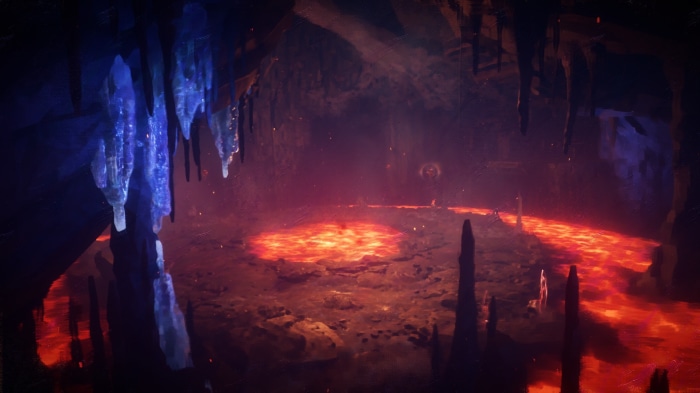 Babylon's Fall cave with lava