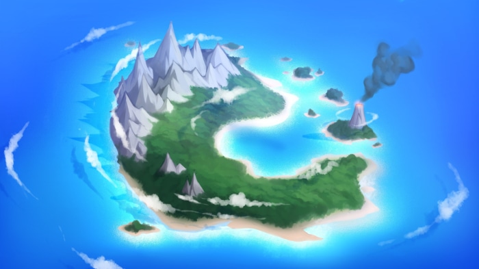 Volcano Island in the Ocean