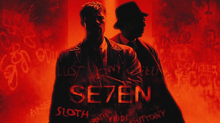 Se7en movie poster with Brad Pitt and Morgan Freeman