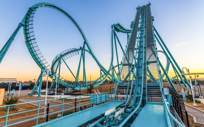 Roller coaster at an amusement park