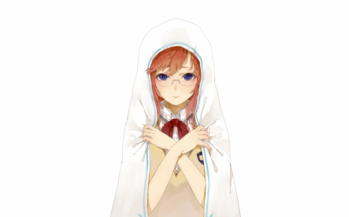 Girl with glasses and red bow