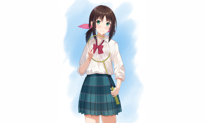 Ayano Hanesaki from Hanebado! holding a badminton racket