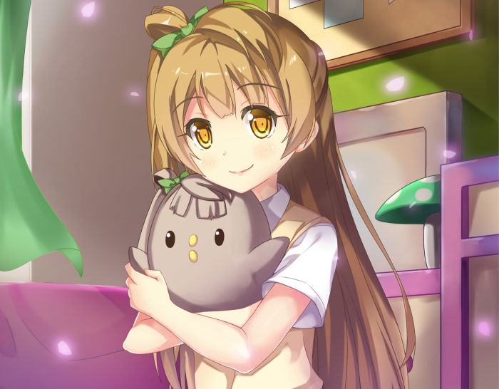 Kotori Minami from Love Live! holding a plush toy