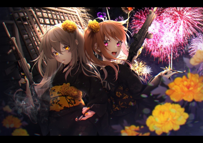 UMP45 and UMP9 from Girls Frontline with fireworks