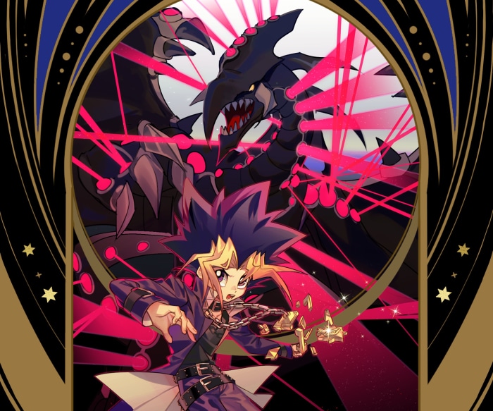 Yugi Mutou and Gandora the Dragon of Destruction from Yu-Gi-Oh!