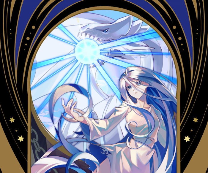Kisara and Blue-Eyes White Dragon from Yu-Gi-Oh!