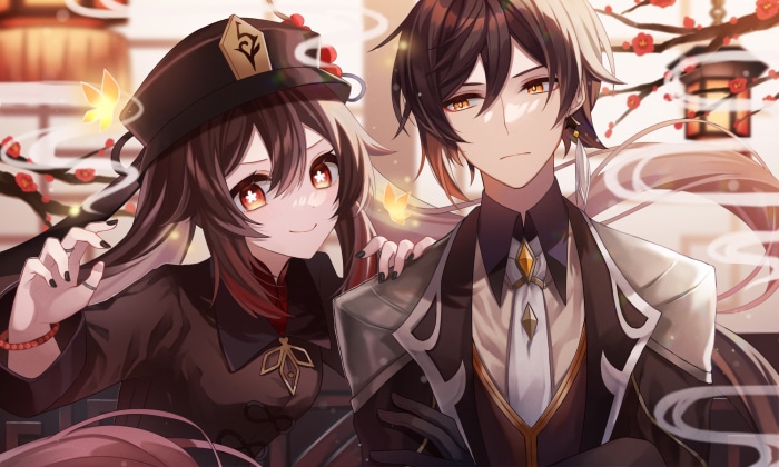 Hu Tao and Zhongli from Genshin Impact