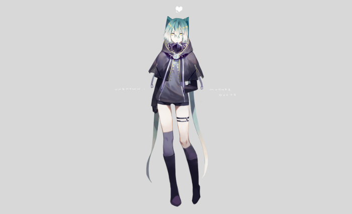 Anime girl with cat ears and blue hair