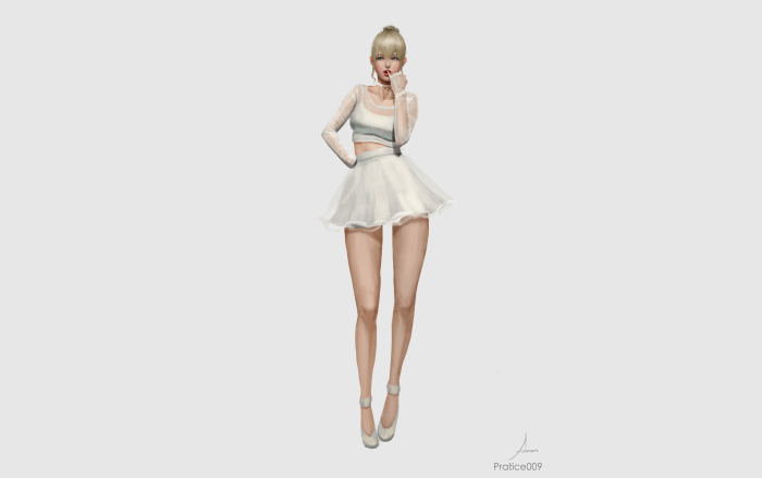 Artistic 4K illustration of a woman in a white dress