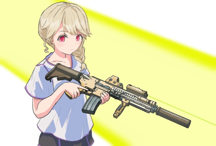 Kogara Toto from VSPO! holding a rifle