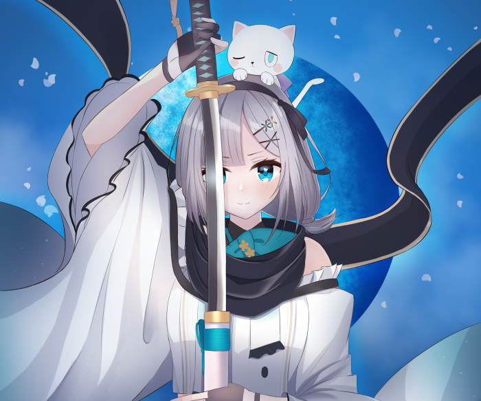 Kaga Sumire from VSPO! holding a katana
