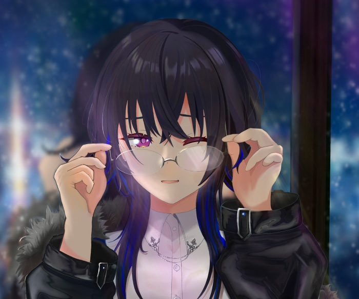 Ichinose Uruha from VSPO! adjusting glasses