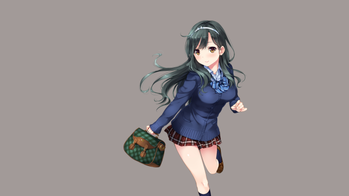Girl in School Uniform with Handbag