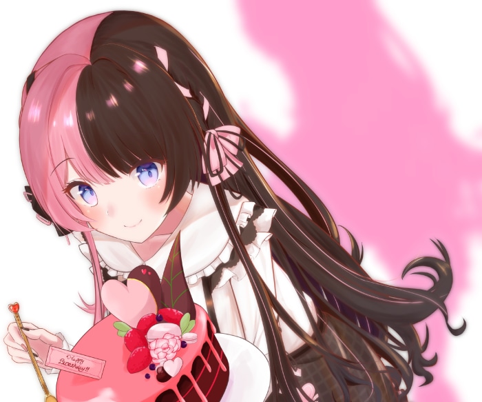 Tachibana Hinano from VSPO! with a birthday cake