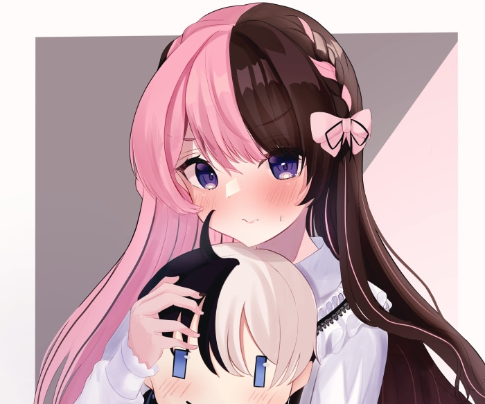 Tachibana Hinano from VSPO! holding a plushie