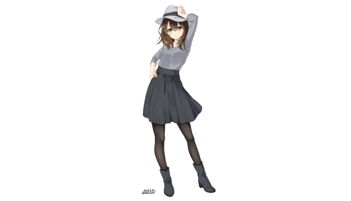 Anime girl in hat and skirt