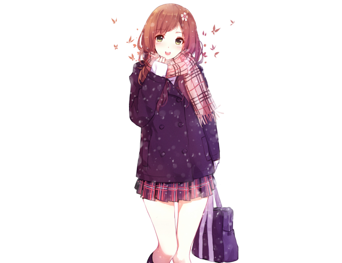 Anime girl with brown hair and scarf