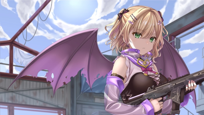 Kurumi Noah from VSPO! holding a rifle