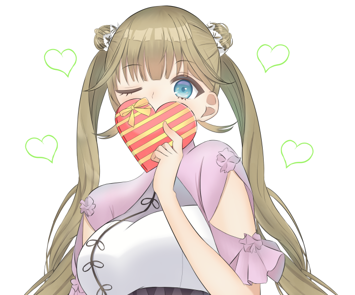 Hanabusa Lisa from VSPO! holding a heart-shaped chocolate box