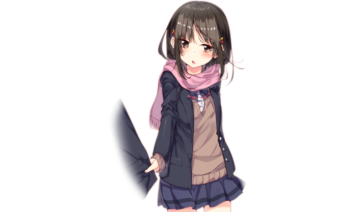 Anime girl in school uniform with scarf