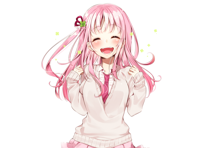Girl with pink hair and a white sweater