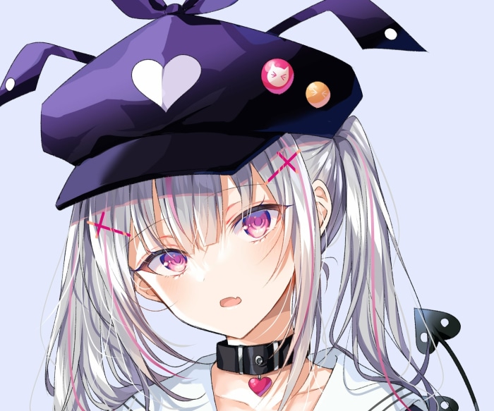 Asumi Sena from VSPO! wearing a purple hat