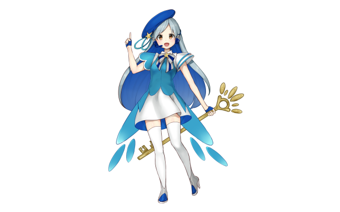 Anime girl with blue outfit and golden key