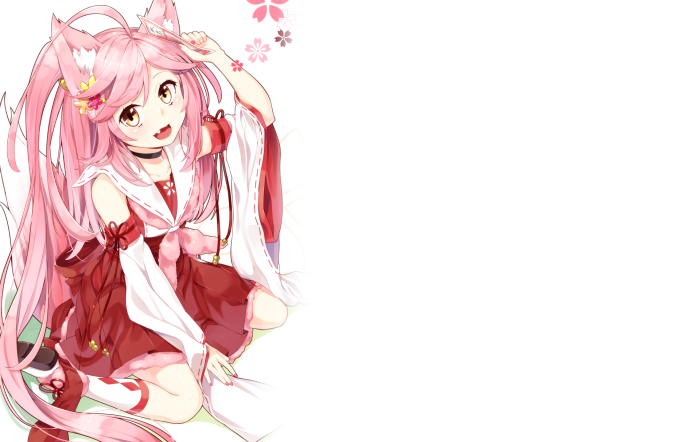 Anime girl with pink hair and fox ears