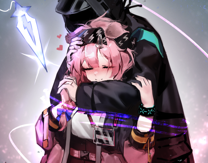 Goldenglow and Doctor from Arknights hugging