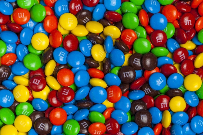 Pile of colorful M&Ms candies