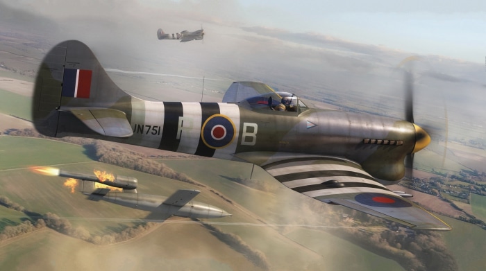 Hawker Tempest aircraft in aerial combat