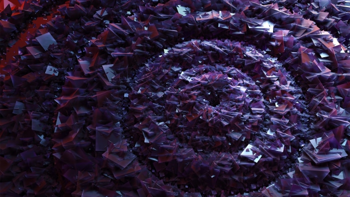 Abstract purple spiral fractal crystals