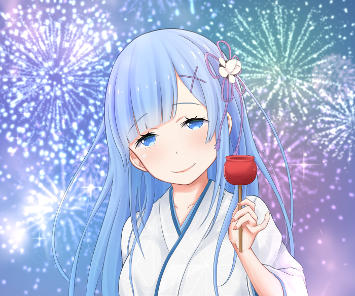 Rem from Re:ZERO with fireworks
