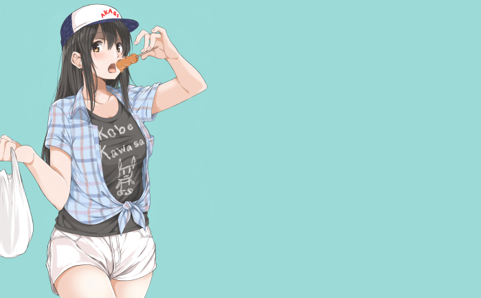 Girl eating food on a stick