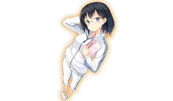 Girl in tracksuit holding a book
