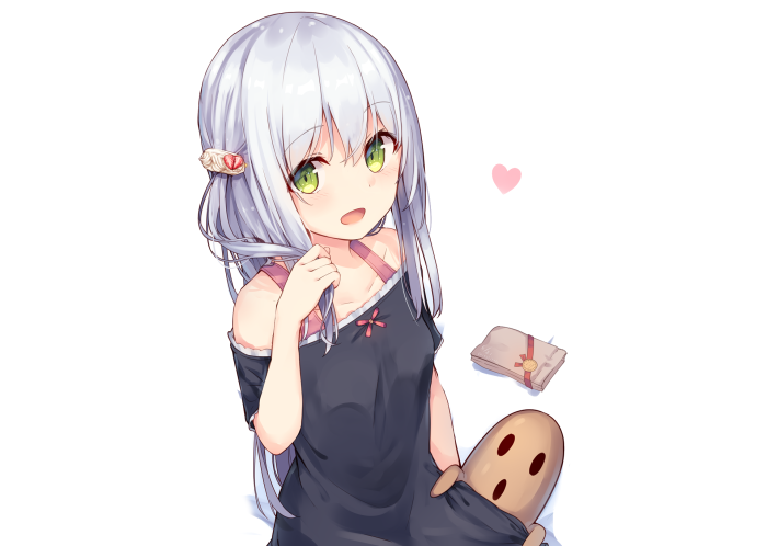Girl with white hair and green eyes