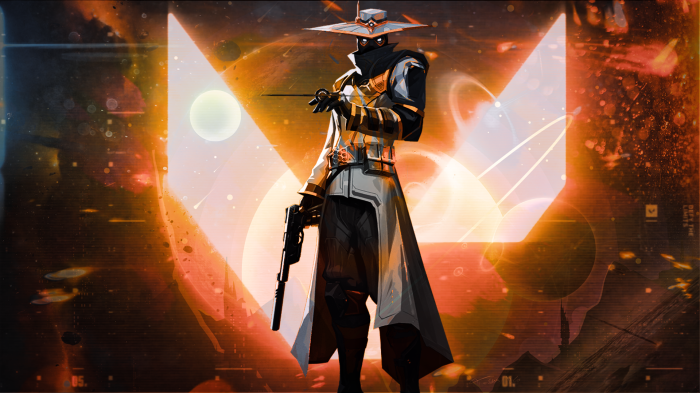 Cypher from Valorant with Orange Background